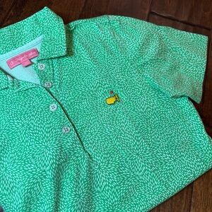 Masters Magnolia Lane Collection Ladies Polo AOP Green and White size XS